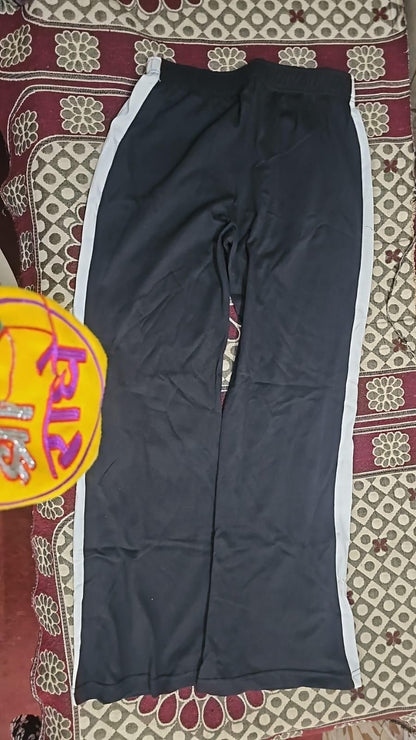 Women's Hight Waist Wide-Leg Jogger Pant Black & White Stripe